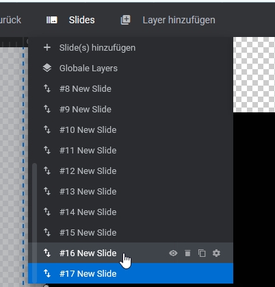 Anzeige in Slider Revolution